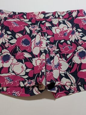 Talbots Navy, Pink and Cream Floral Stretch Shorts